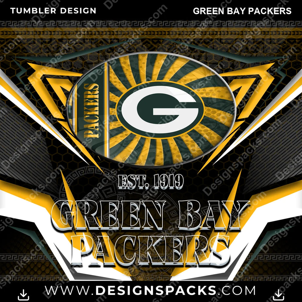 Football Tribal Green Bay Packers NFL Football Tumbler Digital Wrap Design Download