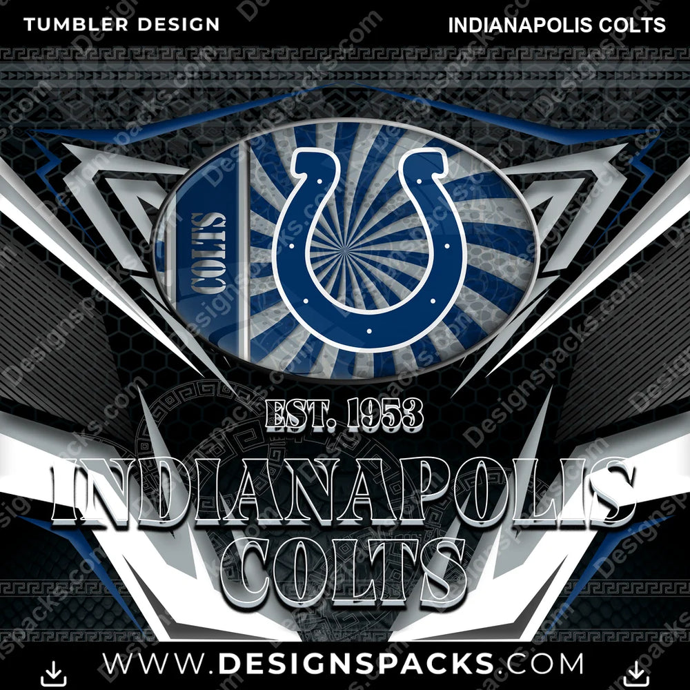 Football Tribal Indianapolis Colts NFL Football Tumbler Digital Wrap Design Download