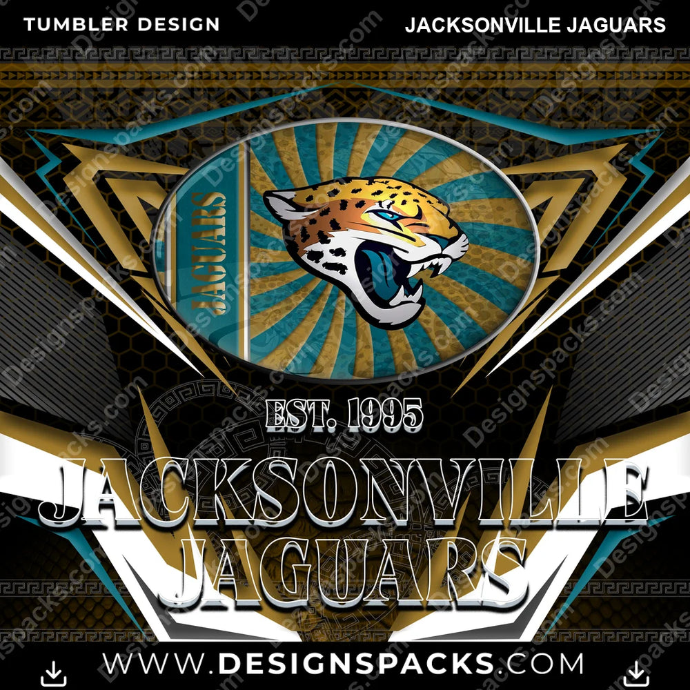 Football Tribal Jacksonville Jaguars NFL Football Tumbler Digital Wrap Design Download