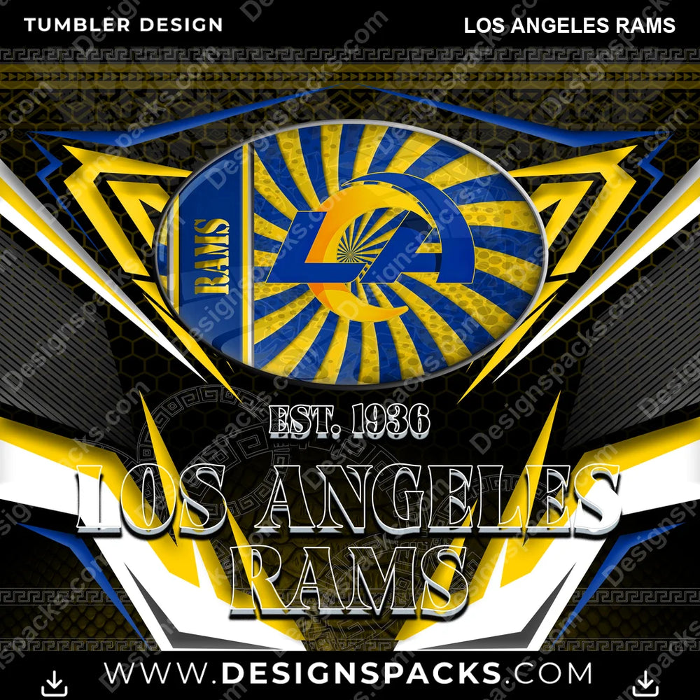 Football Tribal Los Angeles Rams NFL Football Tumbler Digital Wrap Design Download