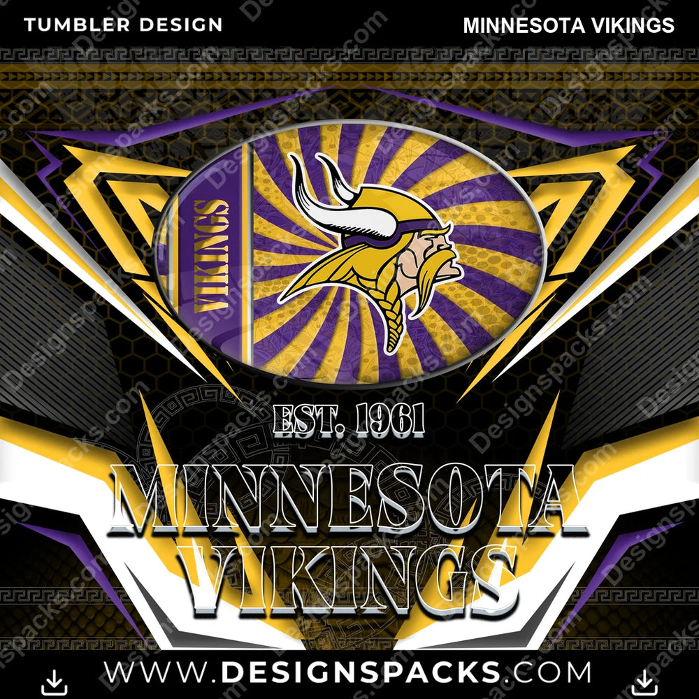 Football Tribal Minnesota Vikings NFL Football Tumbler Digital Wrap Design Download