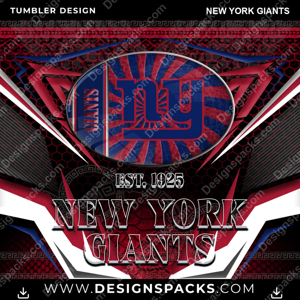 Football Tribal New York Giants NFL Football Tumbler Digital Wrap Design Download