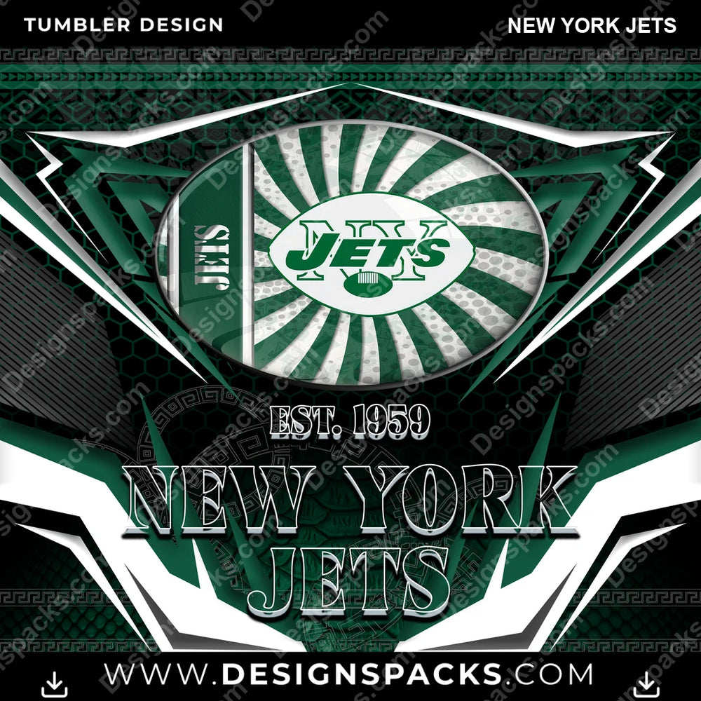 Football Tribal New York Jets NFL Football Tumbler Digital Wrap Design Download