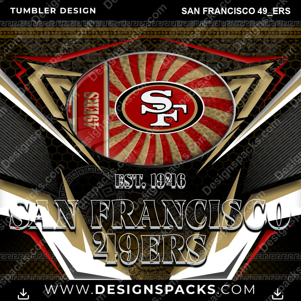 Football Tribal San Francisco 49ers NFL Football Tumbler Digital Wrap Design Download
