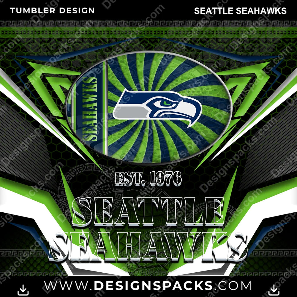 Football Tribal Seattle Seahawks NFL Football Tumbler Digital Wrap Design Download
