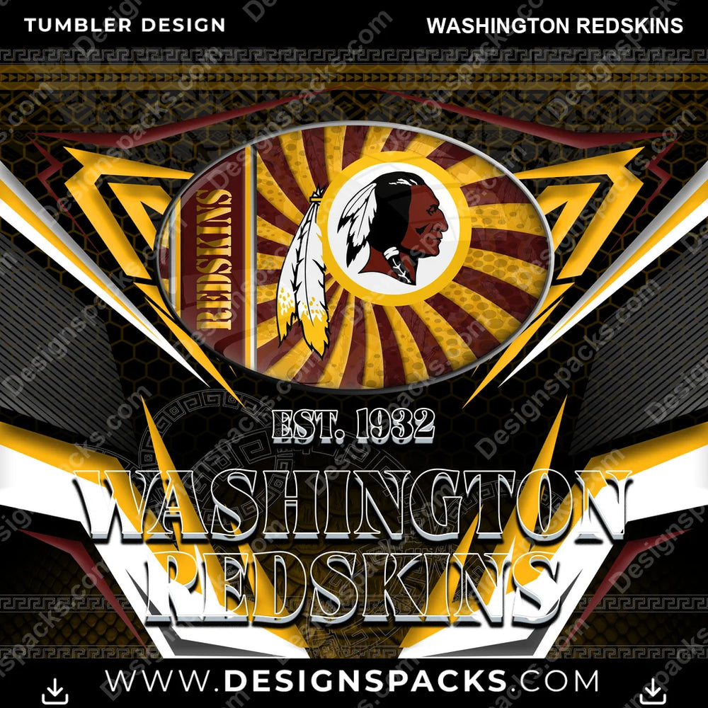 Football Tribal Washington Redskins NFL Football Tumbler Digital Wrap Design Download