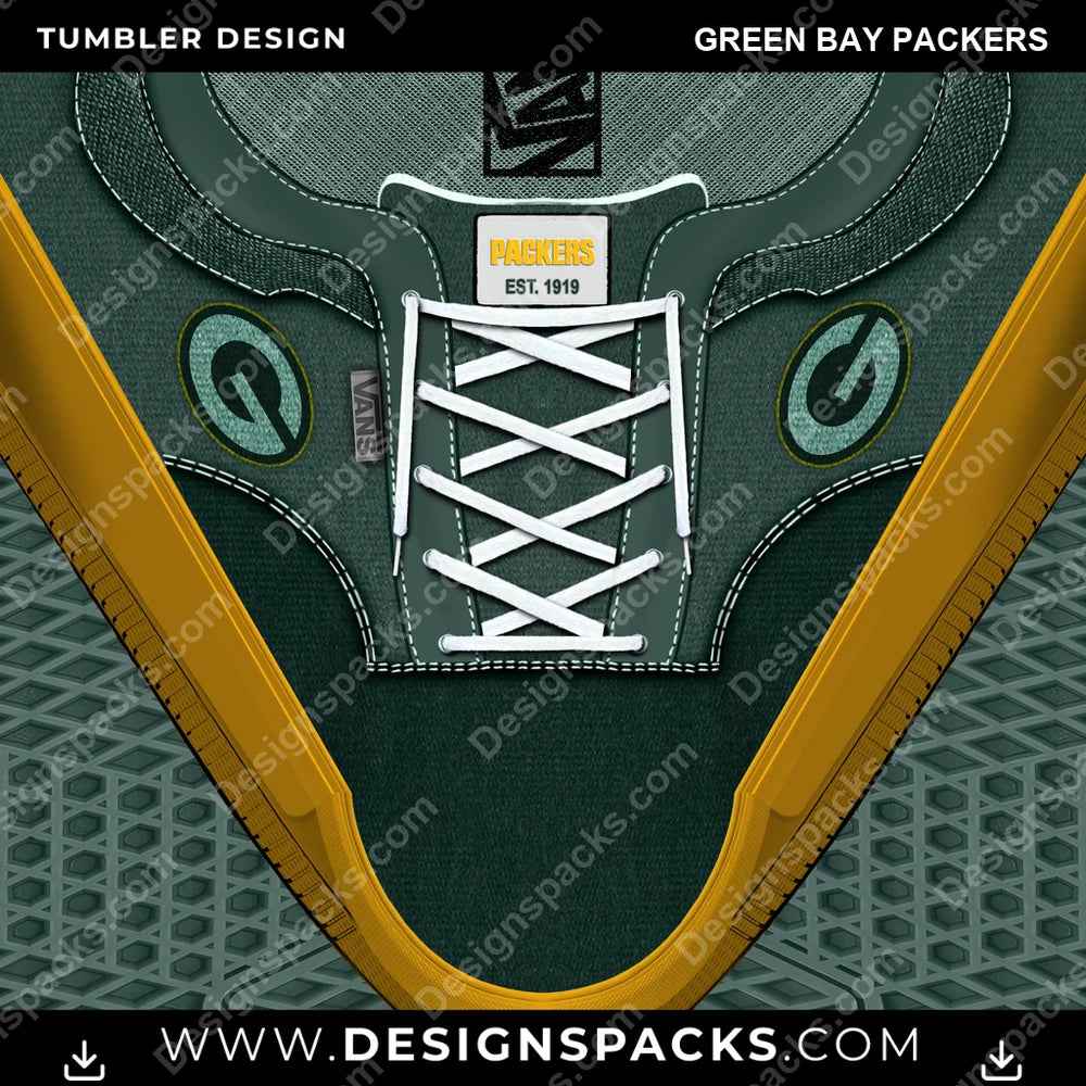 Football VANS Atwood DX Green Bay Packers NFL Football Tumbler Digital Wrap Design Download