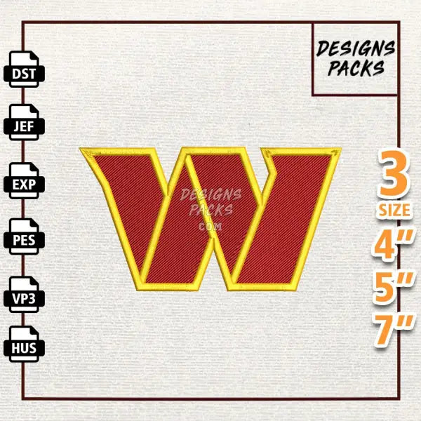 Football Washington Commande Embroidery Design