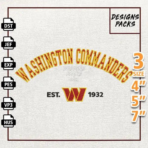 Football Washington Commande Embroidery Design
