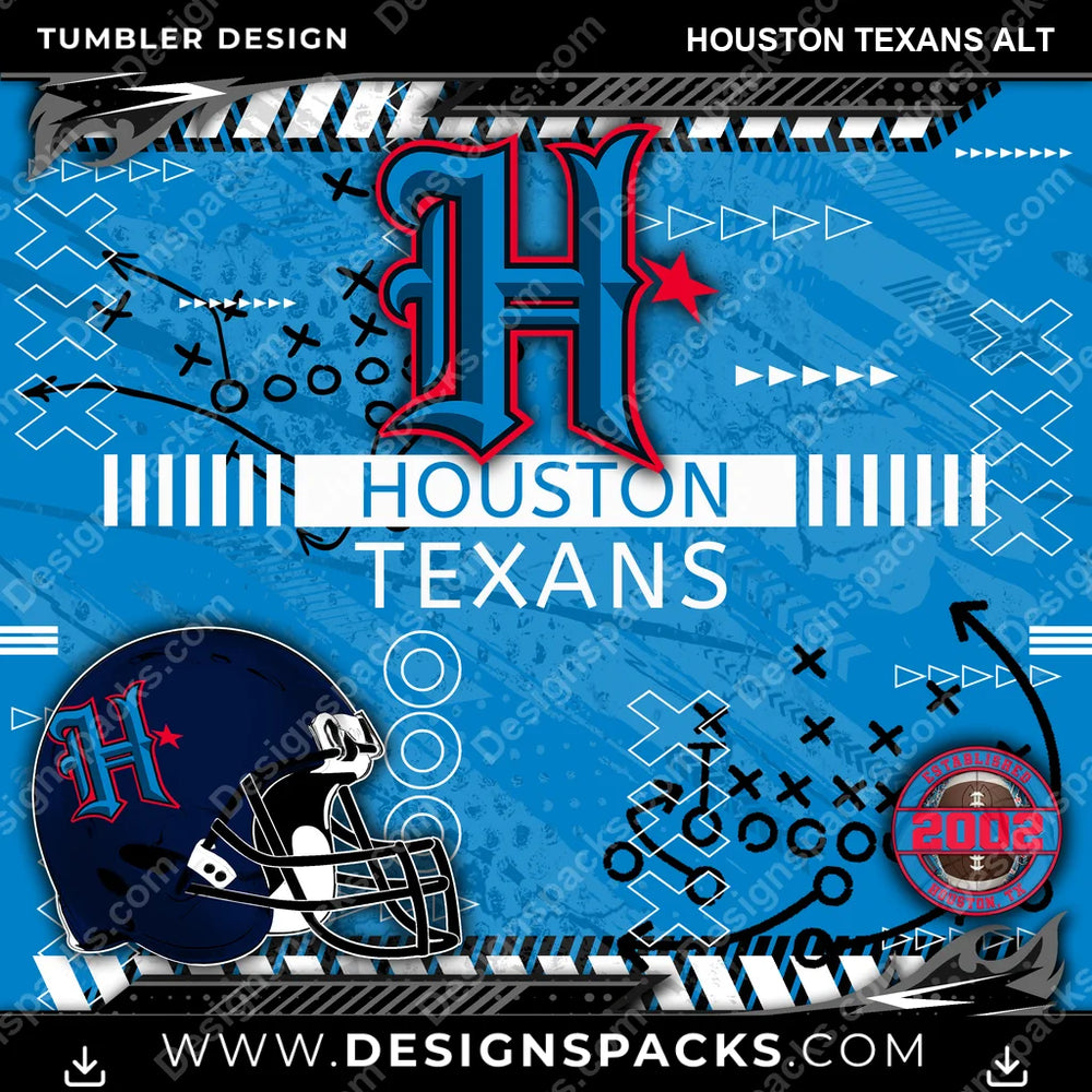 Football Xs & Os Houston Texans Alt NFL Football Tumbler Digital Wrap Design Download