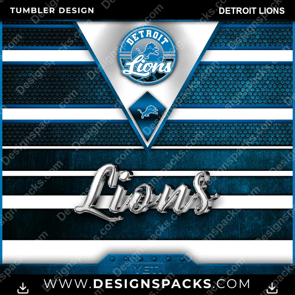 Football YETI Detroit Lions NFL Football Tumbler Digital Wrap Design Download