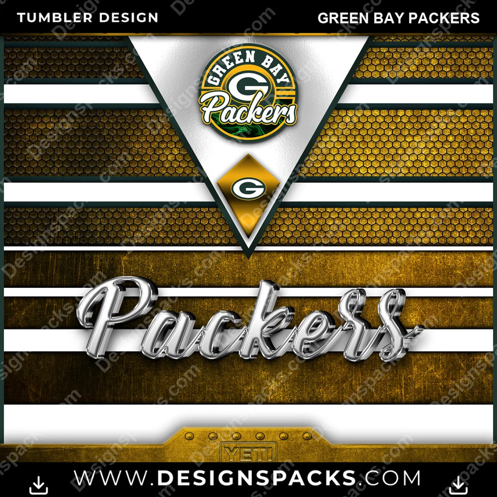 Football YETI Green Bay Packers NFL Football Tumbler Digital Wrap Design Download