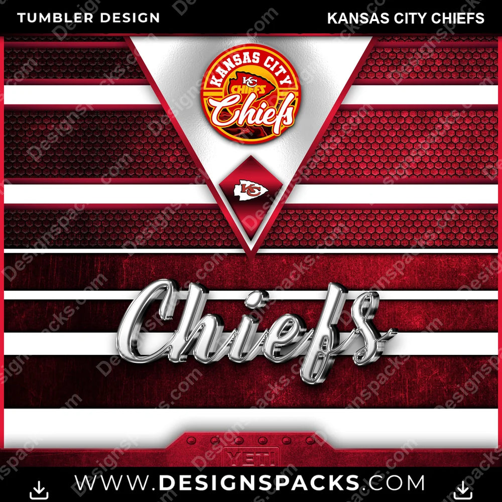 Football YETI Kansas City Chiefs NFL Football Tumbler Digital Wrap Design Download