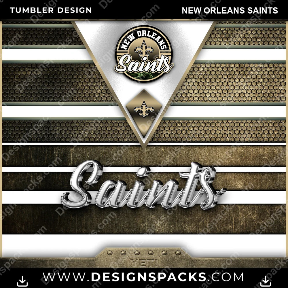 Football YETI New Orleans Saints NFL Football Tumbler Digital Wrap Design Download