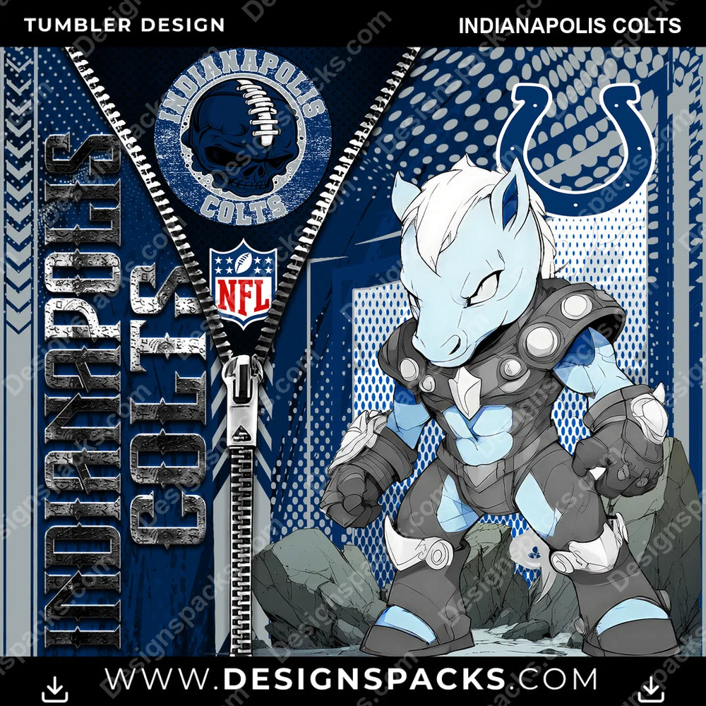 Football Zipper Mascot Indianapolis Colts NFL Football Tumbler Digital Wrap Design Download