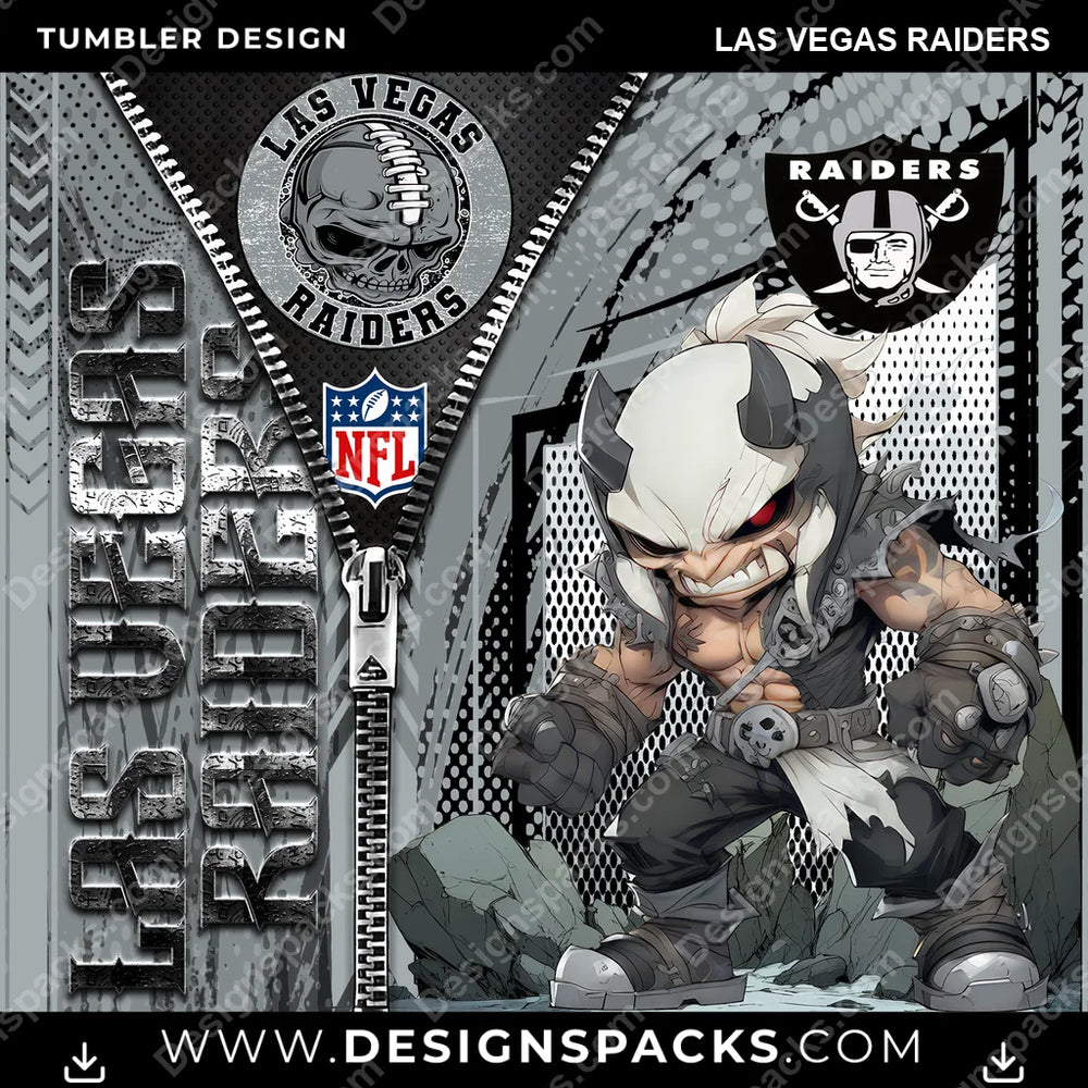 Football Zipper Mascot Las Vegas Raiders NFL Football Tumbler Digital Wrap Design Download
