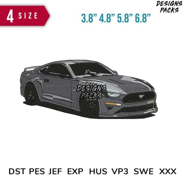 Ford Mustang Black Embroidery Design  3.8" 4.8" 5.8" 6.8"