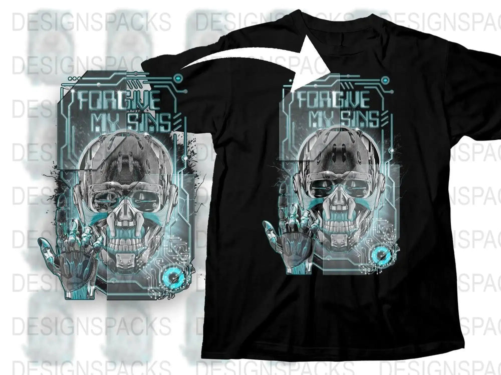 Forgive My Sins Cyberpunk Art Design Png Digital Download