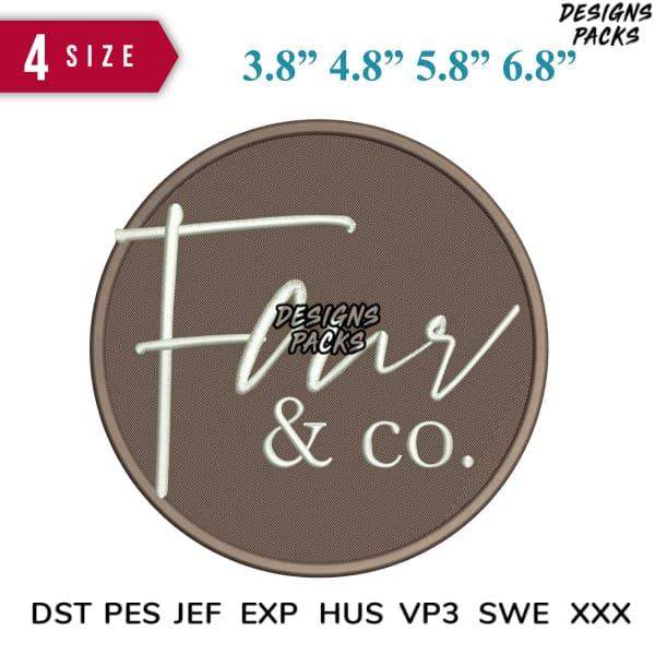 Flair & Co. embroidery design in 4 sizes, compatible with DST PES JEF formats for instant download