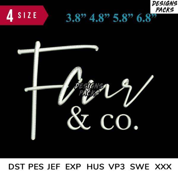 Flour & Co. embroidery design in 4 sizes, DST PES JEF formats, print-ready for DTG or DTF