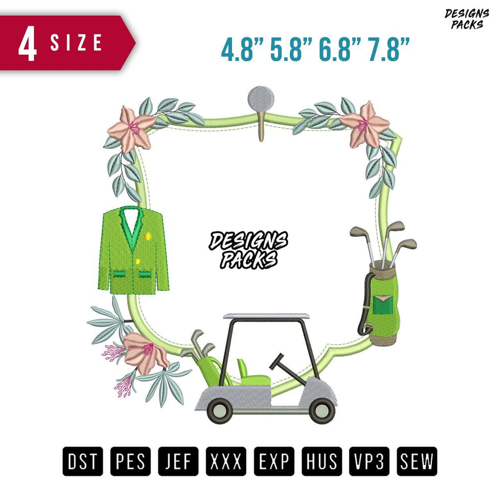 frame Golf Flower B Embroidery Design