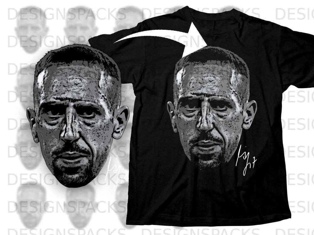 Monochrome Graphic Face Design Printed T-shirt Product