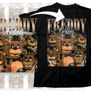 Freddy Fazbear graphic with lightning and a group of animatronic bears.