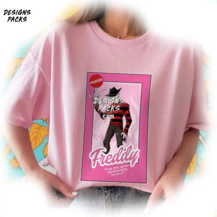 Freddy Krueger Homage Horror Halloween Retro Pink Doll Png Design