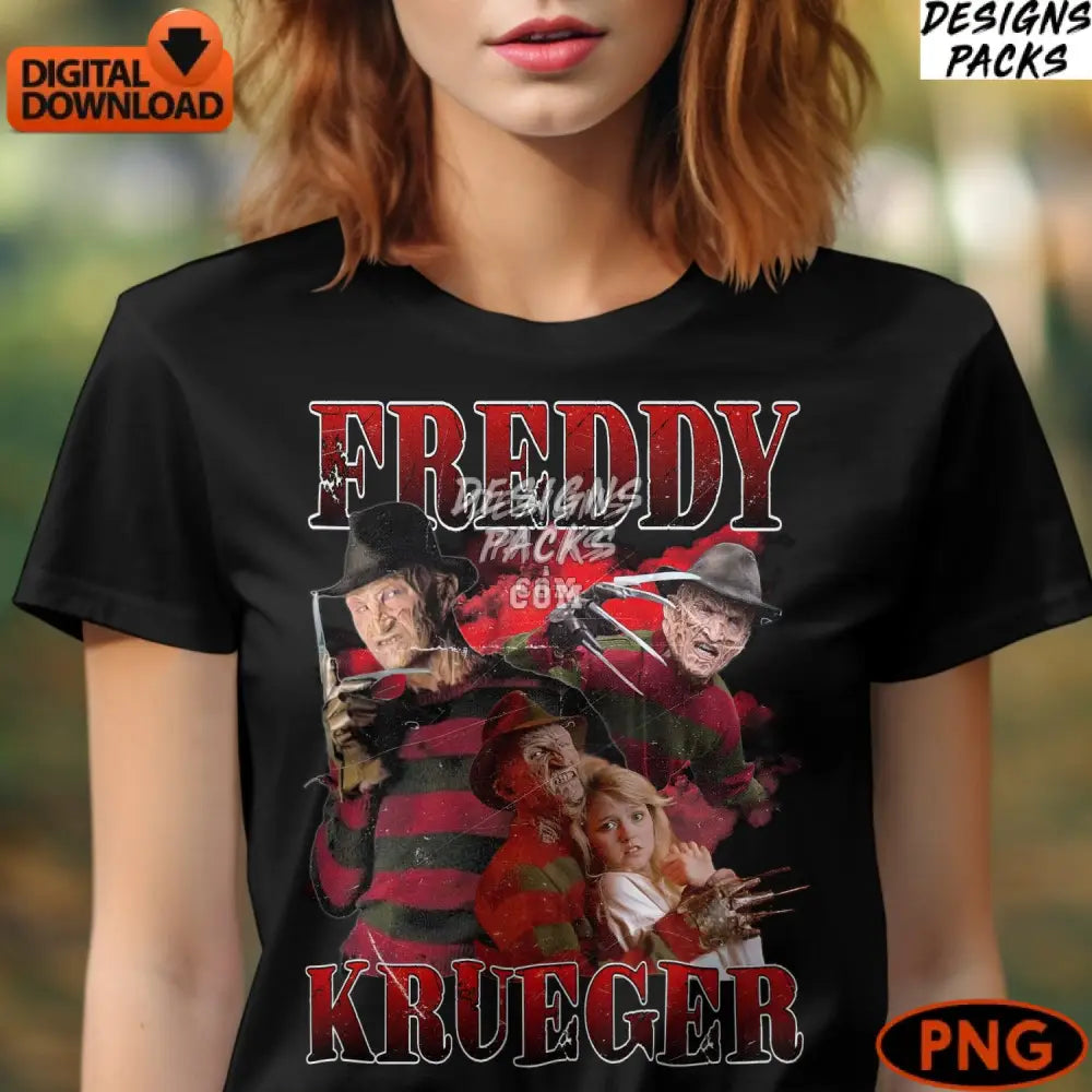 Freddy Krueger Horror Movie Character Collage Digital Png Instant Download Artwork Classic Film