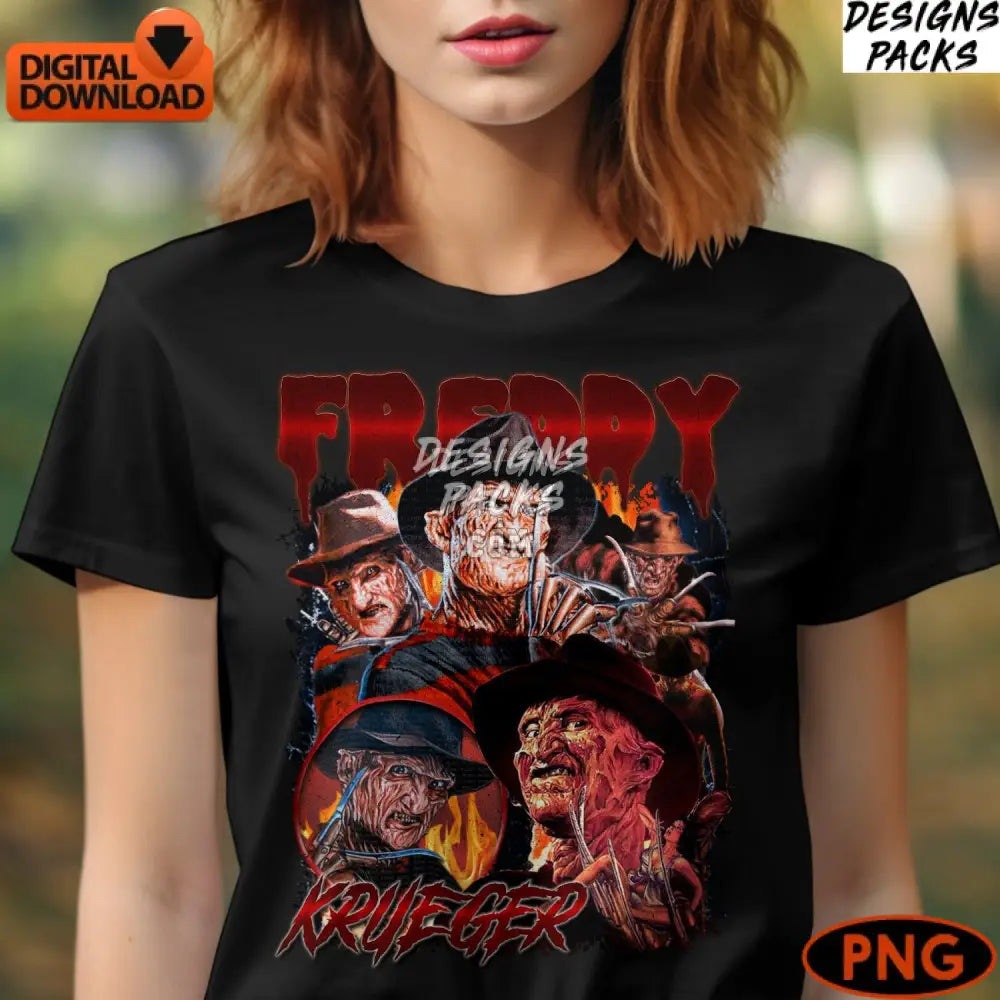 Freddy Krueger Horror Movie Villain Digital Art Png Instant Download Halloween File Scary