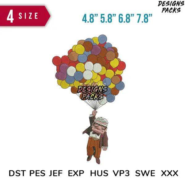 Fredricksen Balloon Embroidery Design 4.8" 5.8" 6.8" 7.8"