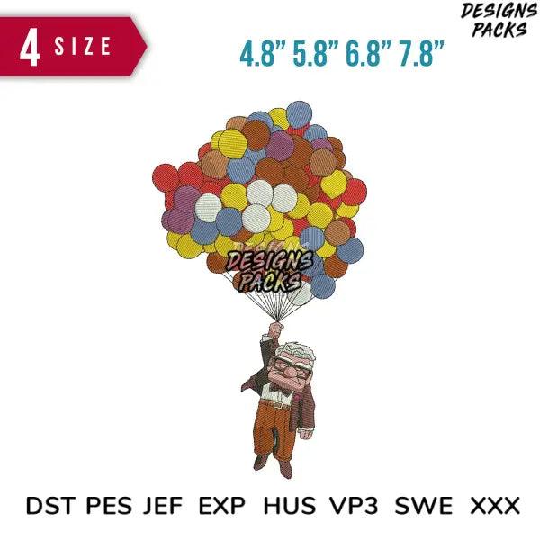 Fredricksen Balloon Embroidery Design 4.8" 5.8" 6.8" 7.8"