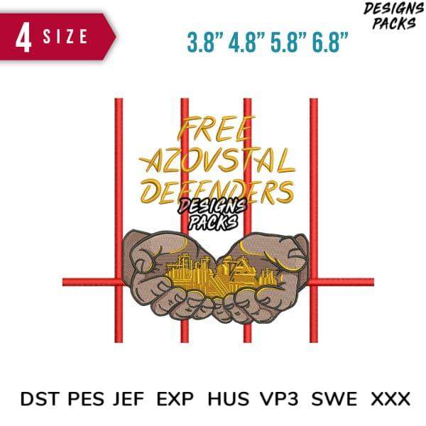 Free Azovstal Defenders embroidery design in 4 sizes, DTF/DTG ready, PES & SVG formats, instant download