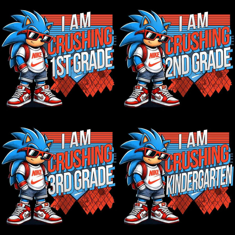 FREE School Kids Sonic Crushing Grade Designs Bundle PNG