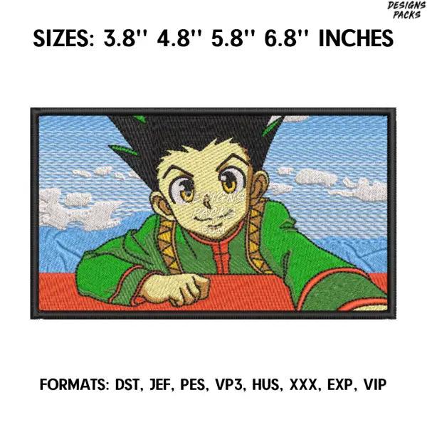 Freecss Gon Embroidery Design File, Hunter x Hunter Anime Embroidery Design, Machine Embroidery, Gon Freecss Embroidery