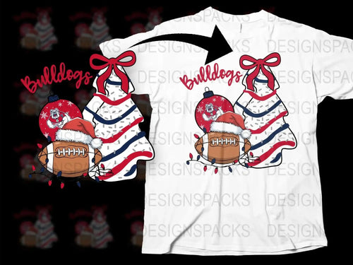 Bulldogs Football T-Shirt, Christmas Gnome Graphic Tee, Festive Holiday Sports Apparel for Fans