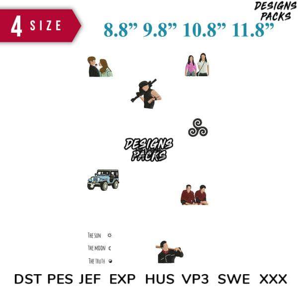 Print-ready embroidery designs in 4 sizes, DST PES JEF formats for DTG & DTF. Instant download bundles.