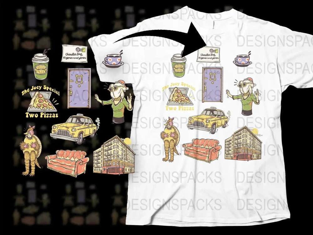 Friends Inspired Retro Graphic Funny Png Digital Download