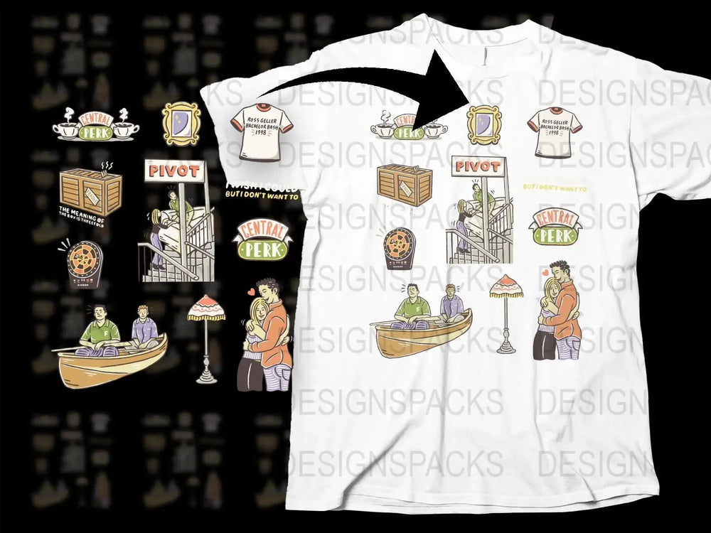 Friends Themed Iconic Moments Graphic Png Digital Download