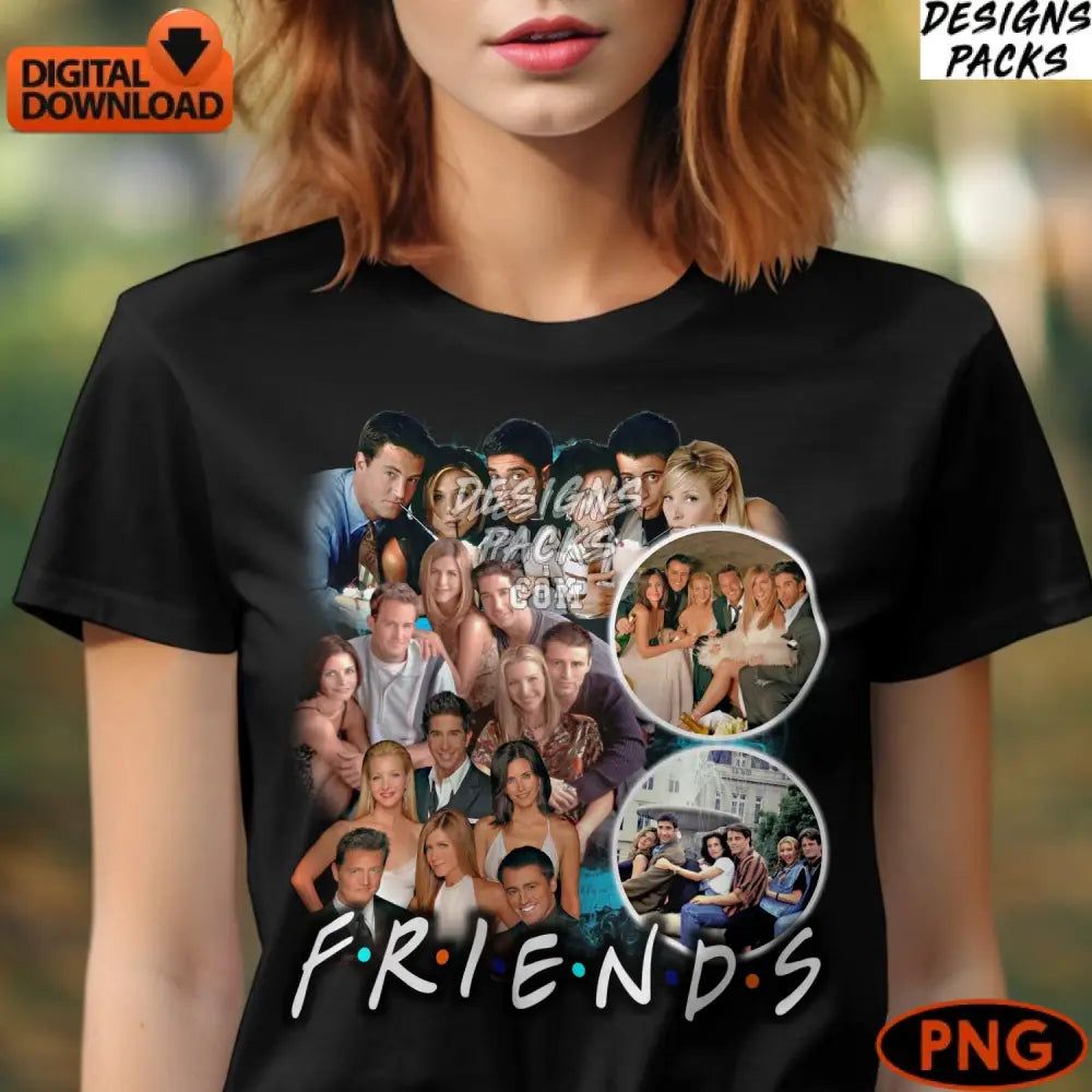 Friends Tv Show Collage Digital Download Classic Sitcom Characters Png File