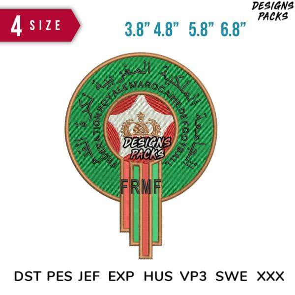 Moroccan Football Federation FRMF embroidery design in 4 sizes, PES DST formats for instant download