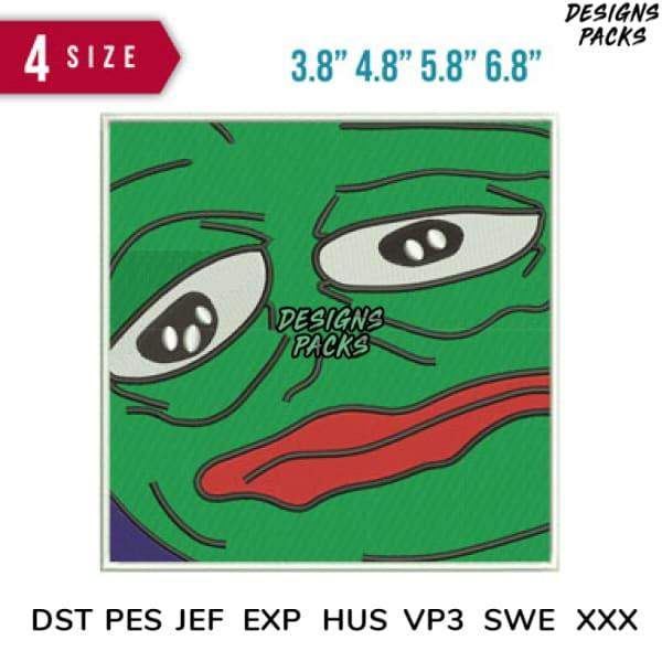 Pepe the Frog embroidery design in 4 sizes, DTF/DTG ready, PES DST formats for instant download