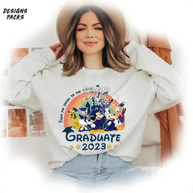 From The Tassel To Castle Mickey Graduation Cartoon Friends Png Design