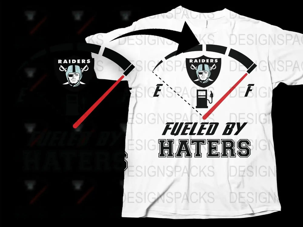 Raiders Fueled by Haters Graphic T-Shirt, Black and White Sports Fan Tee, Stylish Football Casual Wear
