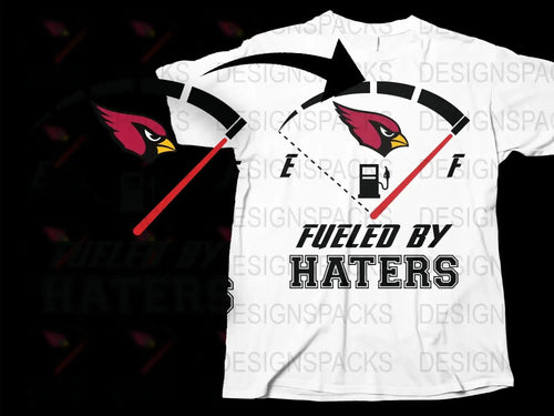 Fueled by Haters T-Shirt, Bold Cardinal Graphic, Sports Fan Tee, Black and White, Unisex Casual Wear