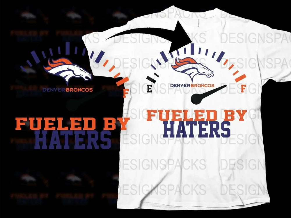 Denver Broncos Fueled By Haters T-Shirt, Fan Sports Apparel, NFL Team Graphic Tee, Football Season Essential Gear