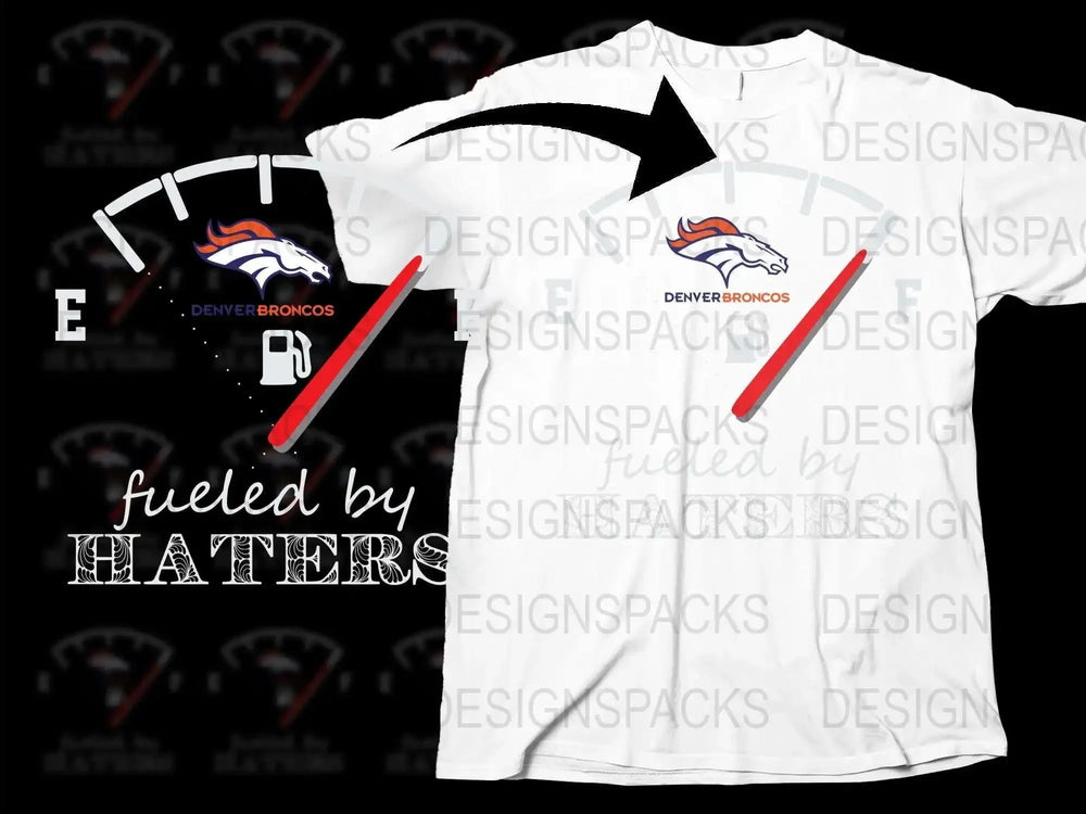 Denver Broncos Inspired T-Shirt, Fueled by Haters Graphic Tee, Sports Fan Apparel, Football Season Gear, White Cotton Shirt