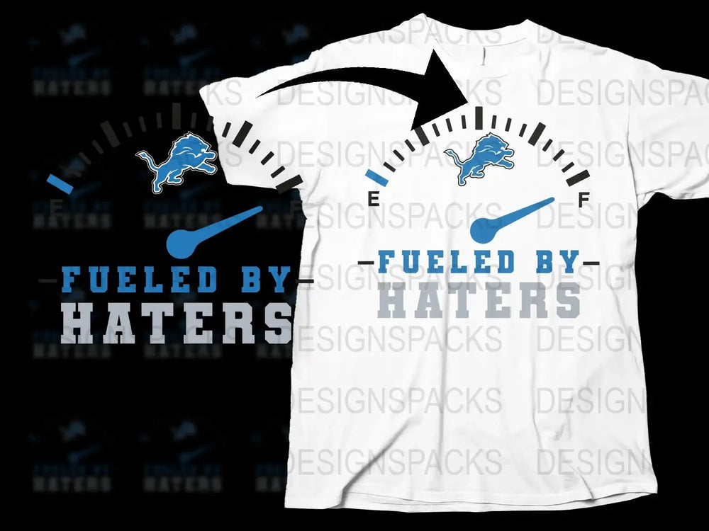 Detroit Lions Inspired T-Shirt, Fueled by Haters Graphic Tee, Sports Fan Gift, NFL Team Support Shirt, Casual Wear