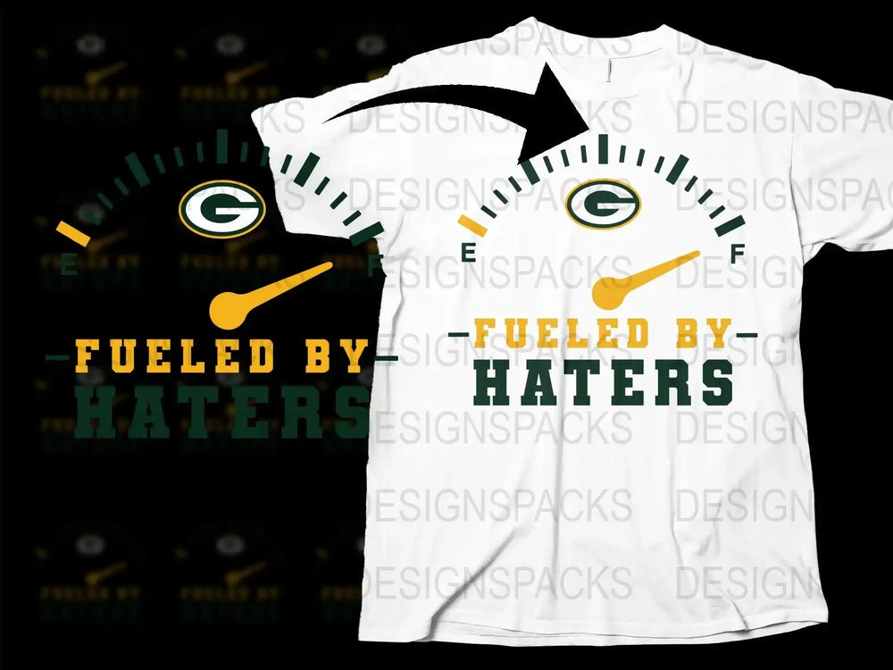 Green Bay Football T-Shirt Fueled by Haters Graphic Tee, Fan Apparel, Sports Gift Idea