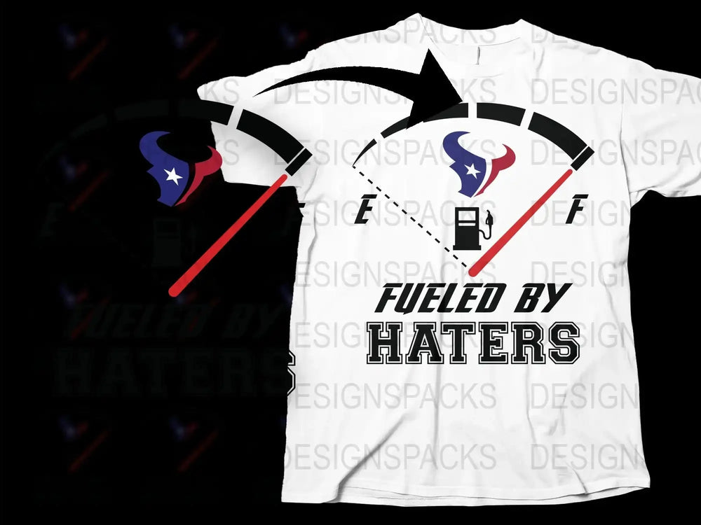Fueled by Haters T-Shirt, Sports Fan Gift, Unique Graphic Tee, Football Team Inspired, Black and White Design, Casual Wear
